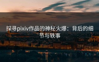 探寻pixiv作品的神秘火爆：背后的细节与轶事