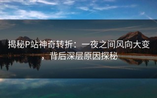 揭秘P站神奇转折：一夜之间风向大变，背后深层原因探秘