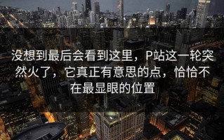 没想到最后会看到这里，P站这一轮突然火了，它真正有意思的点，恰恰不在最显眼的位置